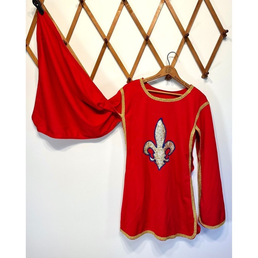 Two Vintage 80s Medieval Knight Musketeer Halloween Costumes Red Gold Tunics - Picture 5 of 13